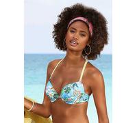 Venice Beach Tropical Print Push Up Bikini Top Blue Print