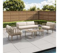 Venice Beige Aluminium 5 Seater Garden Sofa Set With Beige Cushions