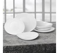 (Venice - Boat, 12 piece) 12/24 White Glass Dinner Set Small Plate Soup Bowl