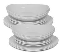 (Venice - Boat, 24 piece) 12/24 White Glass Dinner Set Small Plate Soup Bowl