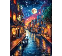 Venice Canal at Moonlight 500 Pc DIY Jigsaw Puzzle Puzzles for Adults Teens Hard Challenging Team Building Stress Reducing Autumn High-grade Rigid Cardboard 500 PCS