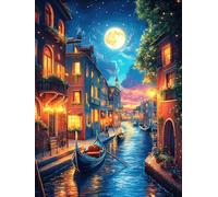 Venice Canal at Moonlight 500 Pcs Jigsaw Puzzles Magical Accompany Fairy Tale Puzzles for Adults Teens Fun Family Game Team Building Stress Reducing Autumn Eco Friendly Cardboard 500 PCS
