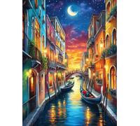 Venice Canal at Night 300 Pc DIY Jigsaw Puzzle Puzzles for Adults Teens Hard Challenging Team Building Stress Reducing Autumn High-grade Rigid Cardboard 300 PCS