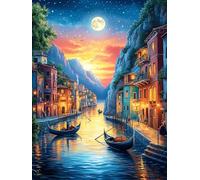 Venice Canal at Night 300-piece Jigsaw Puzzle Set Science Fiction Magical Dream For Adults Teens 14+ Logic Skill Indoor Game Family Game Night Summer Recycled Cardboard 300 PCS
