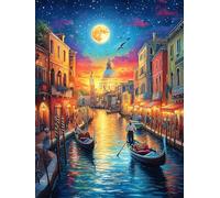 Venice Canal at Night 500 Pcs Jigsaw Puzzles Accompany Fairy Tale Cute Puzzles for Adults Teens Brain Game Fun Family Game Team Building Stress Reducing Autumn Thick Cardboard 500 PCS