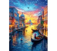Venice Canal at Night Under The Stars 300 Piece Jigsaw Puzzle Pack Wildlife Pet Teens Beginners Cognitive Development Puzzle Fans Group Play Anniversary Premium Cardboard 300 PCS