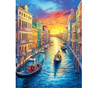 Venice Canal at Sunset 1000 Pcs Jigsaw Puzzles Wildlife Pet Puzzles for Adults Teens Fun Family Game Team Building Stress Reducing Autumn Gift Durable Recycled Material 1000 PCS