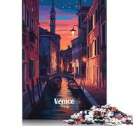 Venice Canal Night Puzzle Brain Teaser Premium Cardboard Jigsaw Puzzle for Kids And Adults Age 12 Years Up 1000pcs (38x26cm)