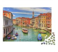 Venice Canal Puzzle for Adults 1000Pc Recyclable Watercolor Jigsaw Puzzles Interesting Family Game Props Fun Present for Holiday Blessings Gift 38x26cm/1000pcs