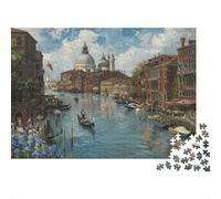 Venice Canal Scene_1 1000 Piece Venice Grand Canal Jigsaw Puzzle For Adults Thick Card Board Relaxation Puzzle Game Great Gift Idea