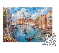 Venice Canal Scene 1000 Piece Venice Canal Gondola Jigsaw Puzzle For Adults Thick Card Board Relaxation Difficult Game Puzzle 52x38cm/1000pcs
