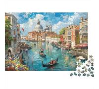 Venice Canal Scene 1000 Piece Venice Canal View Jigsaw Puzzle For Adults Thick Card Board Relaxation Educational Game Puzzle 52x38cm/1000pcs