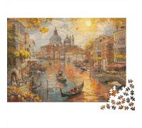 Venice Canal Scene_2 1000 Piece Venice Sunset Canal Jigsaw Puzzle For Adults Thick Card Board Decompression Educational Game Great Gift Idea