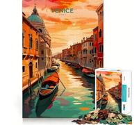 Venice Canal Sunset Travel Adults 1000 Piece Jigsaw Puzzle Memory Fun Game Clean Cut Sturdy Components Unique Gift for Stress Relief (38x52cm)