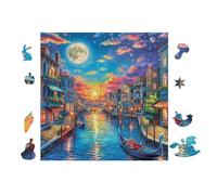 Venice Canals 100 Pc Classic Jigsaw Puzzle Puzzle for Adults Hard Challenging Hobby Home Decor Poster Eco Friendly Material 28x28cm