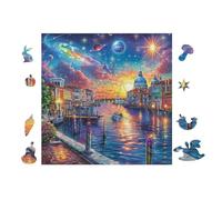 Venice Canals 100 Pcs Jigsaw Puzzles Puzzles for Adults Teens Brain Game Fun Family Game Team Building Stress Reducing Autumn Thick Cardboard 28x28cm