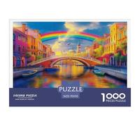 Venice Canals 1000 Piece Recycled Paper Puzzle -Venice Canal Rainbow Colorful Vibrant Dreamy Puzzles for Adults Gifts Educational Game Challenge Wall Decor70x50cm/1000pcs