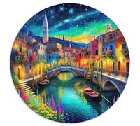 Venice Canals 1000 Pieces Jigsaws Circular Jigsaw for Adults And Kids Modern Unique Challenge Games Scene Creative 1000pcs (67.5x67.5cm)