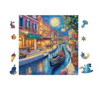 Venice Canals at Night 100 Pc DIY Jigsaw Puzzle Puzzles for Adults Teens Hard Challenging Team Building Stress Reducing Autumn High-grade Rigid Cardboard 28x28cm