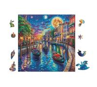 Venice Canals at Night 100 Pcs Jigsaw Puzzles Puzzles for Adults Teens Fun Family Game Team Building Stress Reducing Autumn Eco Friendly Cardboard 28x28cm
