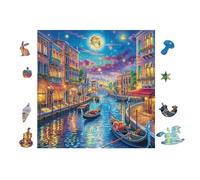 Venice Canals at Night 100 Pcs Jigsaw Puzzles Puzzles for Adults Teens Fun Family Game Team Building Stress Reducing Autumn Eco Friendly Cardboard 28x28cm