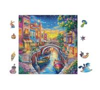 Venice Canals at Night 100 Pcs Jigsaw Puzzles Puzzles for Adults Teens Fun Family Game Team Building Stress Reducing Autumn Eco Friendly Cardboard 28x28cm