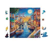 Venice Canals at Night 100 Pcs Jigsaw Puzzles Puzzles for Adults Teens Fun Family Game Team Building Stress Reducing Autumn Eco Friendly Cardboard 28x28cm
