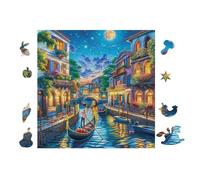 Venice Canals at Night 100-piece Jigsaw Puzzle Set For Adults Teens 14+ Logic Skill Indoor Game Family Game Night Summer Recycled Cardboard 28x28cm