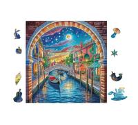 Venice Canals at Night 100 Piece Pack Classic Jigsaw Puzzle Couple Puzzle Partners Ultra Difficult Wall Decor Easter New Year Gift Thick Paperboard 28x28cm