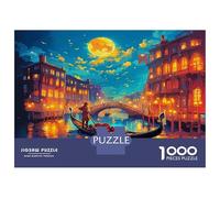 Venice Canals Colourful Venice Canal at Night 1000 Pcs Jigsaw Puzzles Adults Brain Development Classic Educational Games 70x50cm/1000pcs