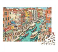 Venice Canals Jigsaw Puzzle 1000 Piece Recyclable Material Colorful Italian Puzzles for Elderly Relieve Senile Dementia Fun Activity Great Gift Idea 70x50cm/1000pcs