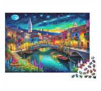 Venice Canals Jigsaw Puzzle 1000Pc for Adults Venice Bridge Dusk Impossible Educational Game | Great Gift Idea 38x26cm/1000pcs