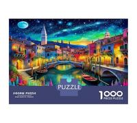 Venice Canals Jigsaw Puzzles 1000 Pieces for Adults, Puzzle 1000 Piece Cottage Impossible Puzzle Gifts 52x38cm/1000pcs