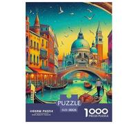 Venice Canals Jigsaw Puzzles Puzzle for Adults Kids. 1000 Piece The City of Romance Impossible Challenge Toy Educational Game Home Decoration for Adults& Kids Age 14 Years Up 38x26cm/1000pcs
