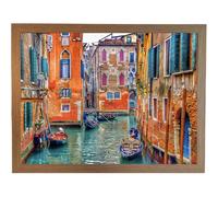 Venice Canals Lap Tray with Bean Bag Cushion, Colourful Canal Gondolas Soft Padded TV Dinner Tray Table for Eating, Extra Large Cushioned Laptop Desk Trays (Frame Choices x 4)