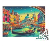 Venice Canals Sturdy Cardboard Classic Jigsaw Puzzle Colorful Venice Canals Ultra Difficult for Couples Office Break Fun Puzzle Gift 1000 Piece Jigsaw Puzzle 70x50cm/1000pcs