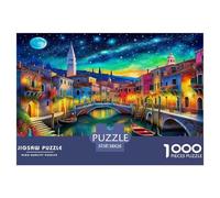 Venice Canals Wall Decoration And Gifts 1000 Pieces Puzzle -Venice Canal Neon Psychedelic Vibrant Dreamy Recycled Paper Fun And Challenging Family Game38x26cm/1000pcs
