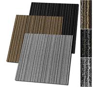 Venice Carpet Tiles | Loose Lay | Durable and Easy Care | Bitumen Back, Anti-Static Flooring for Commercial and Private Spaces | 50 x 50 cm | Striped Pattern (Black)