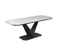 venice ceramic auto rise extending dining table in white