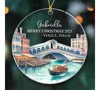 Venice Christmas Tree Decorations Glass Crimbo Baubles With Ribbon Keepsake