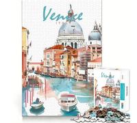 Venice City Watercolor 1000 Adult Pieces Jigsaw Puzzle Mind Challenge Toy Neat Cut Perfect Alignment Family Fun Night Activity (38x26cm)