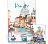 Venice City Watercolor Adult Jigsaw Puzzles 1000 Pieces Brain Agility Easy Enjoyment Secure Join Fine Xmas Gift (50x75cm)
