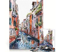 Venice City Watercolor Adult Jigsaw Puzzles 1000 Pieces Cognitive Workout Unwind Easily No Rough Edges Holiday Present (38x52cm)