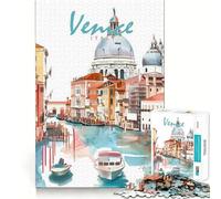 Venice City Watercolor Adults Puzzles 1000 Piece Jigsaws Recall Skill Fun High Precision Die Cut Easy to Learn Family Enjoyment (50x75cm)