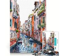 Venice City Watercolor Jigsaw 1000 Pieces for Teenagers Mind Boost Fun Zero Gap Captivating Leisure for Cozy Indoors (38x26cm)