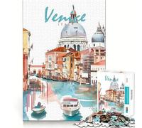 Venice City Watercolor Jigsaw for Teenagers1000 Pieces Mind Boost Game Firm Fit Secure Assembly Bonding Activity for Loved Ones (38x52cm)