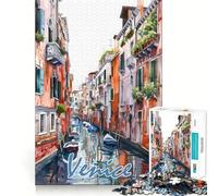 Venice City Watercolor Jigsaw Puzzles 1000 Cognitive Skill Toy Smooth Burr Free Surface Relaxing Indoor Group Activity (38x52cm)