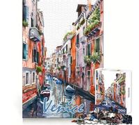 Venice City Watercolor Jigsaw Puzzles for Adults1000 Piece Strategic Think Soothing Hobby Precise Fit (50x75cm)