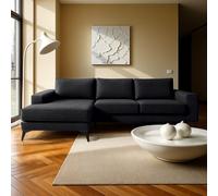 Venice Corner Left Sofa with Deep Seats and Extra-wide Padded Arms Abakus Direct Black One Size