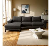 Venice Corner Left Sofa with Deep Seats and Extra-wide Padded Arms Abakus Direct Charcoal One Size